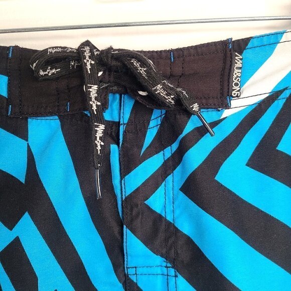 Maui and Sons Blue Black Geo Rippers Boardshorts Size 36 - Picture 3 of 7